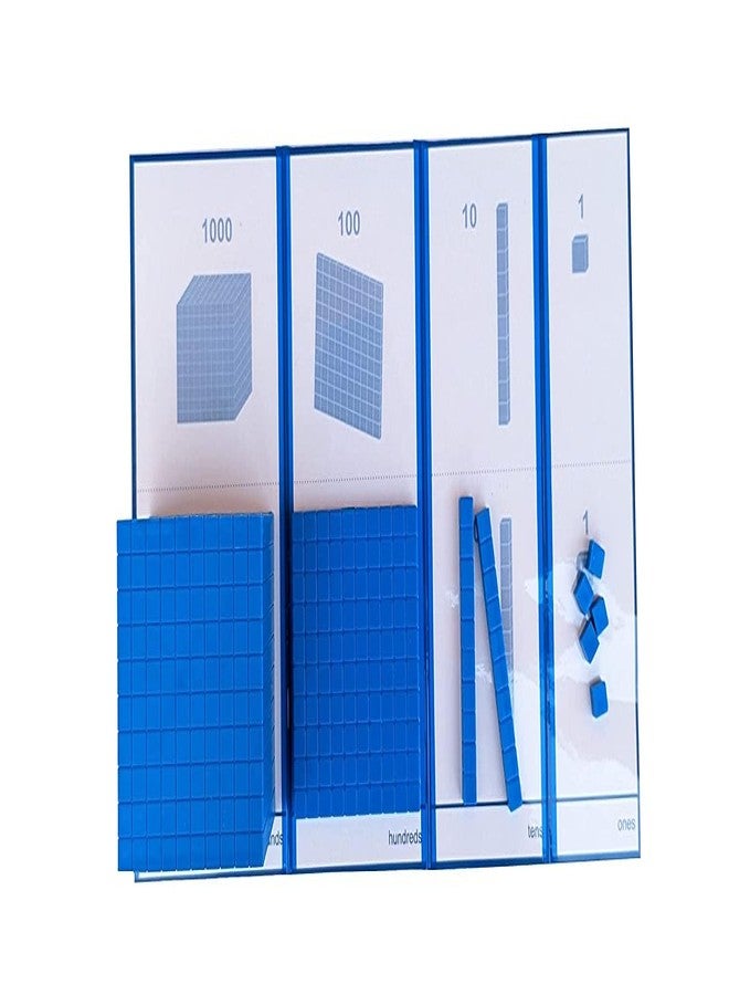 StepsToDo 131 Pieces Base Ten Blocks Kit. Place Value Mats and Activity Instruction Book. Teaching Aid. Build Solid Foundation of Number Sense and Place Value. Place Value Blocks. (Blue) - Image 2